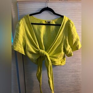 Nettle Studios Tied Top in Lime Linen